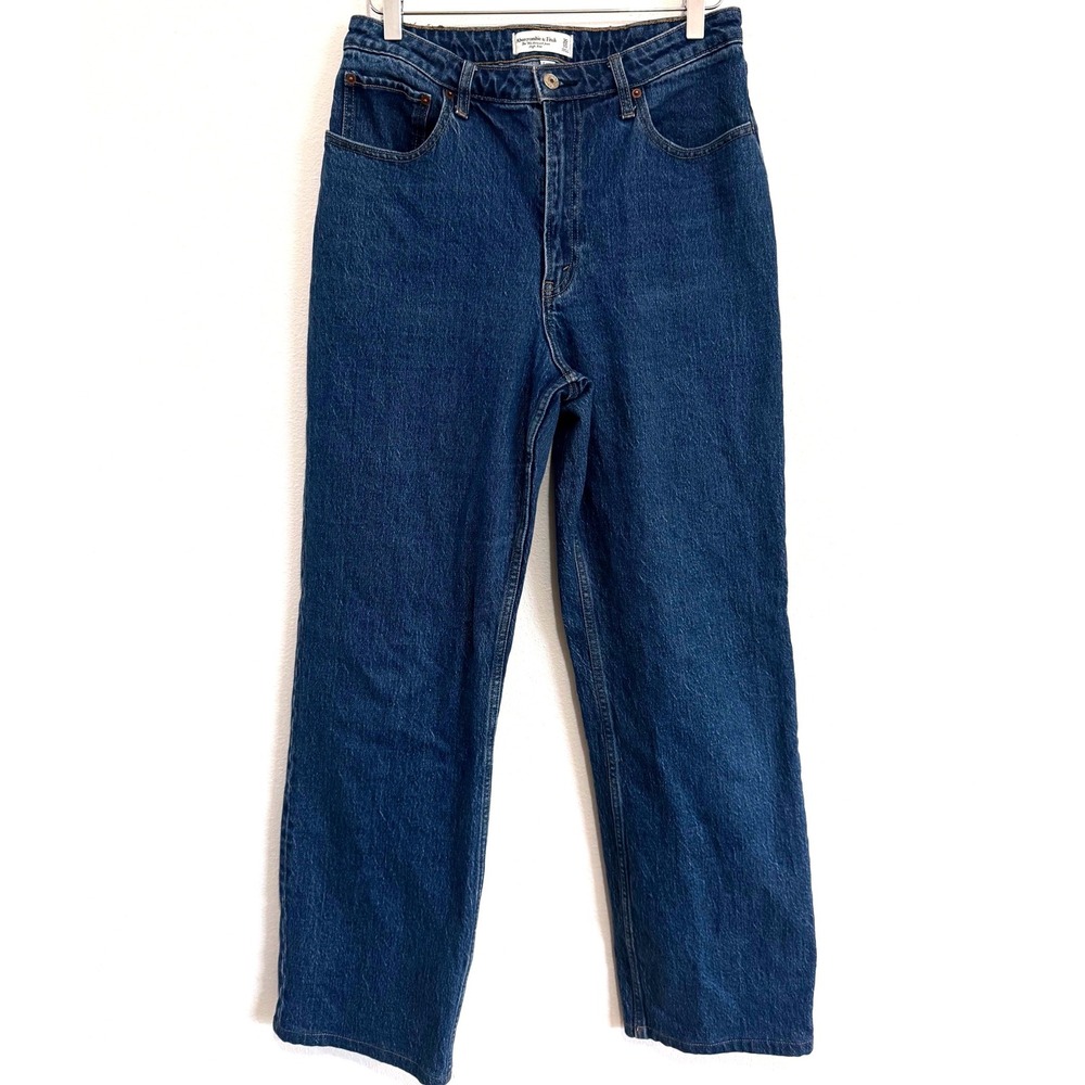Abercrombie & Fitch Curve Love High Rise Straight Leg Jeans Dark Wash
